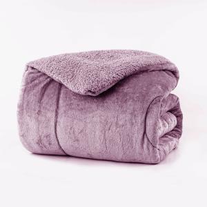 Κουβερτοπάπλωμα Υπέρδιπλο Fleece-Sherpa 220x240cm Borea Λιλά Πολυέστερας