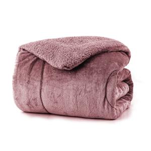 Κουβερτοπάπλωμα Υπέρδιπλο Fleece-Sherpa 220x240cm Borea Ροζέ Πολυέστερας