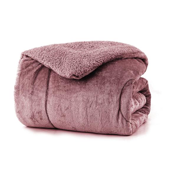 Κουβερτοπάπλωμα Υπέρδιπλο Fleece-Sherpa 220x240cm Borea Cozy Ροζέ Πολυέστερας