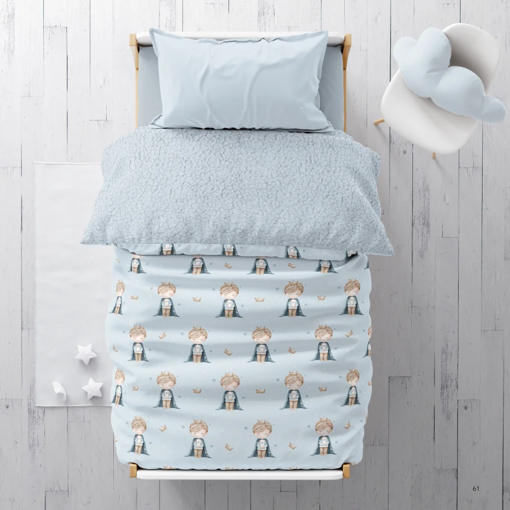 Κουβερτοπάπλωμα Μονό Παιδικό Fleece-Sherpa 160x220cm Borea Little King Πολυέστερας