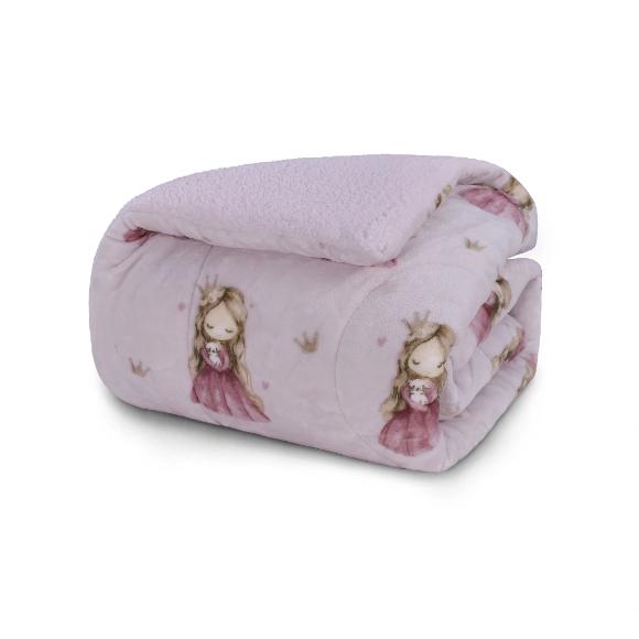 Κουβερτοπάπλωμα Μονό Παιδικό Fleece-Sherpa 160x220cm Borea Little Queen Πολυέστερας