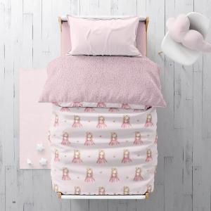 Κουβερτοπάπλωμα Μονό Παιδικό Fleece-Sherpa 160x220cm Borea Little Queen Πολυέστερας