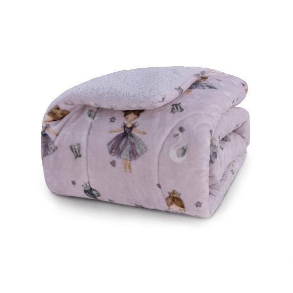 Κουβερτοπάπλωμα Μονό Παιδικό Fleece-Sherpa 160x220cm Borea Odette Πολυέστερας