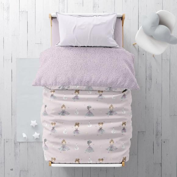 Κουβερτοπάπλωμα Μονό Παιδικό Fleece-Sherpa 160x220cm Borea Odette Πολυέστερας