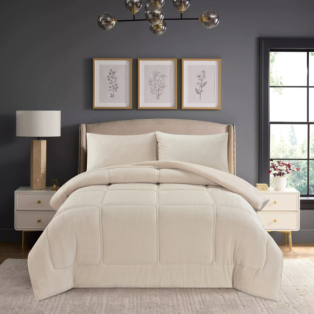 Κουβερτοπάπλωμα Υπέρδιπλο Fleece-Flannel 220x240cm Liolios Home Napoli Cream Πολυέστερας