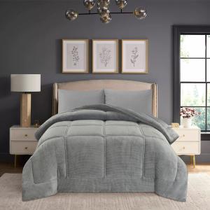 Κουβερτοπάπλωμα Υπέρδιπλο Fleece-Flannel 220x240cm Liolios Home Napoli Grey Πολυέστερας