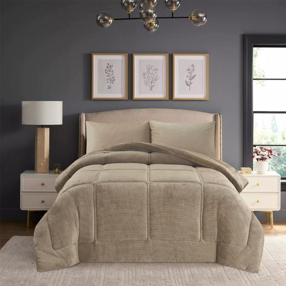 Κουβερτοπάπλωμα Υπέρδιπλο Fleece-Flannel 220x240cm Liolios Home Napoli Coffee Πολυέστερας