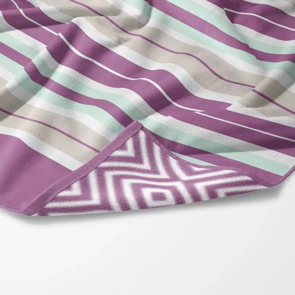 Πετσέτα Θαλάσσης 90x180cm Borea Quick Dry Stripes Μωβ Microfiber