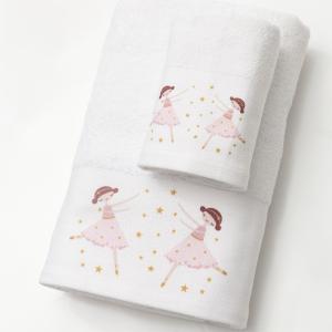 Πετσέτες Παιδικές Σετ 2 Τεμάχια Borea Olivia Λευκό Βαμβακερές