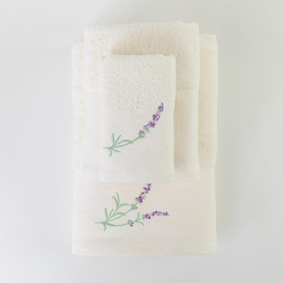 Πετσέτες Σετ 3 Τεμάχια Borea Lavender Εκρού Βαμβακερές