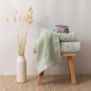Πετσέτες Σετ 3 Τεμάχια Borea Lavender Φυστικί Βαμβακερές