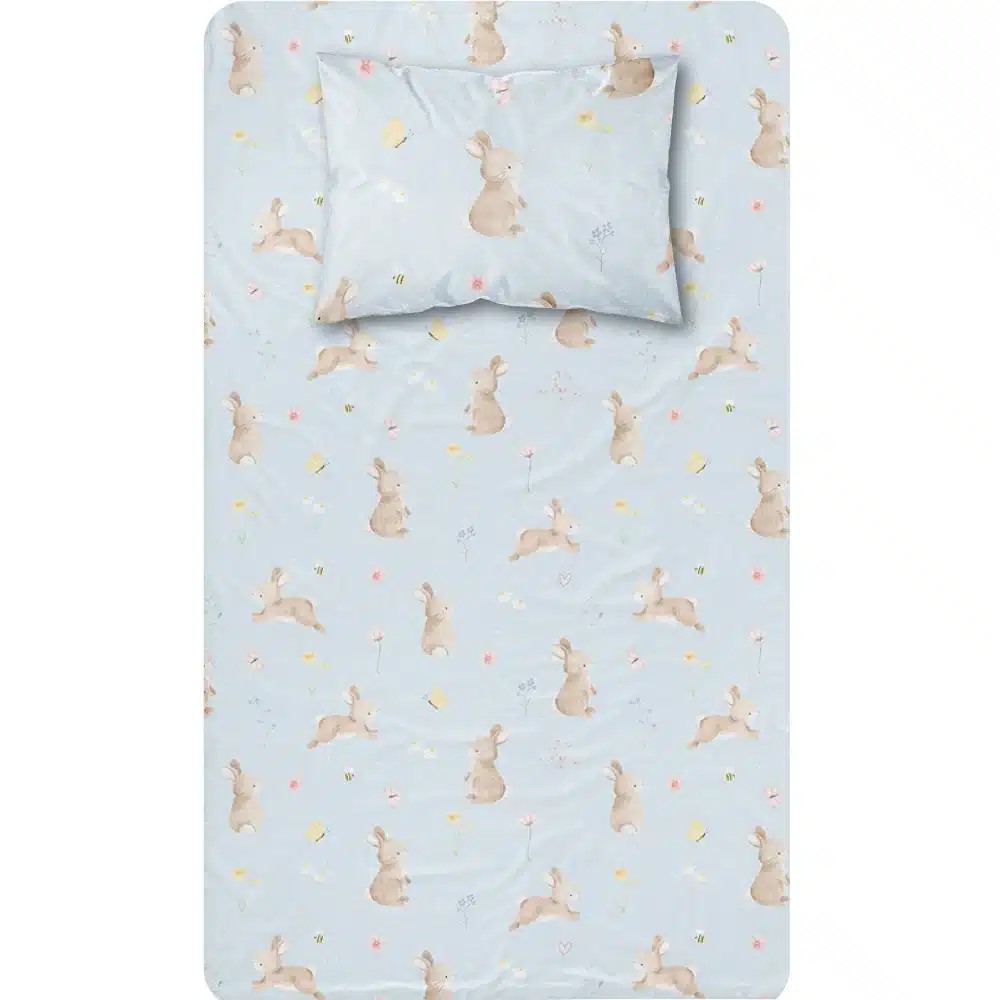 Σετ 3τμχ Κουβέρτα + Σεντόνι + Μαξιλαροθήκη Μονή Πικέ 160x240cm Borea Blush Σιέλ Βαμβάκι-Βισκόζη