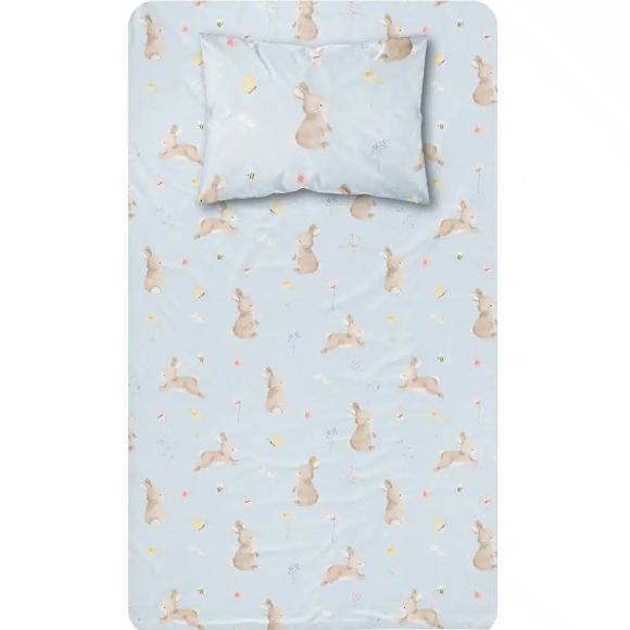 Σετ 3τμχ Κουβέρτα + Σεντόνι + Μαξιλαροθήκη Μονή Πικέ 160x240cm Borea Blush Σιέλ Βαμβάκι-Βισκόζη