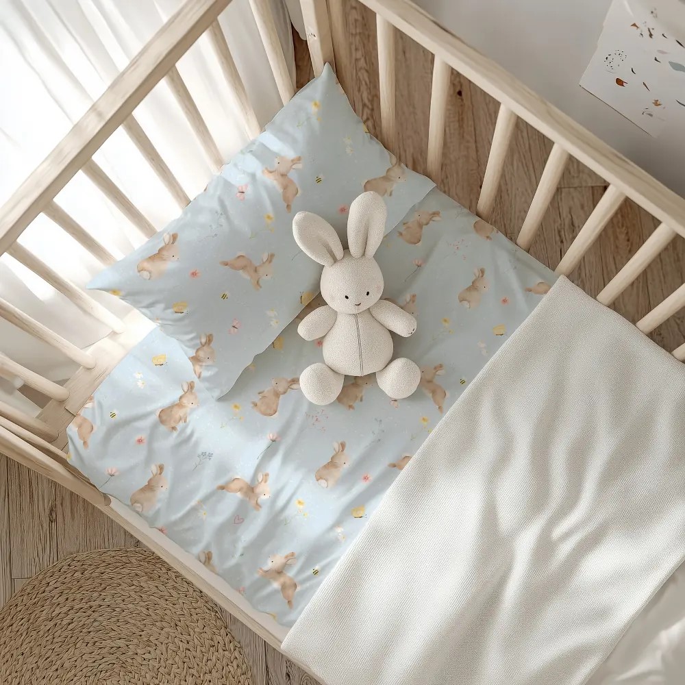 Σεντόνια Βρεφικά Σετ 120x160cm Borea Blush Σιέλ Βαμβακερά