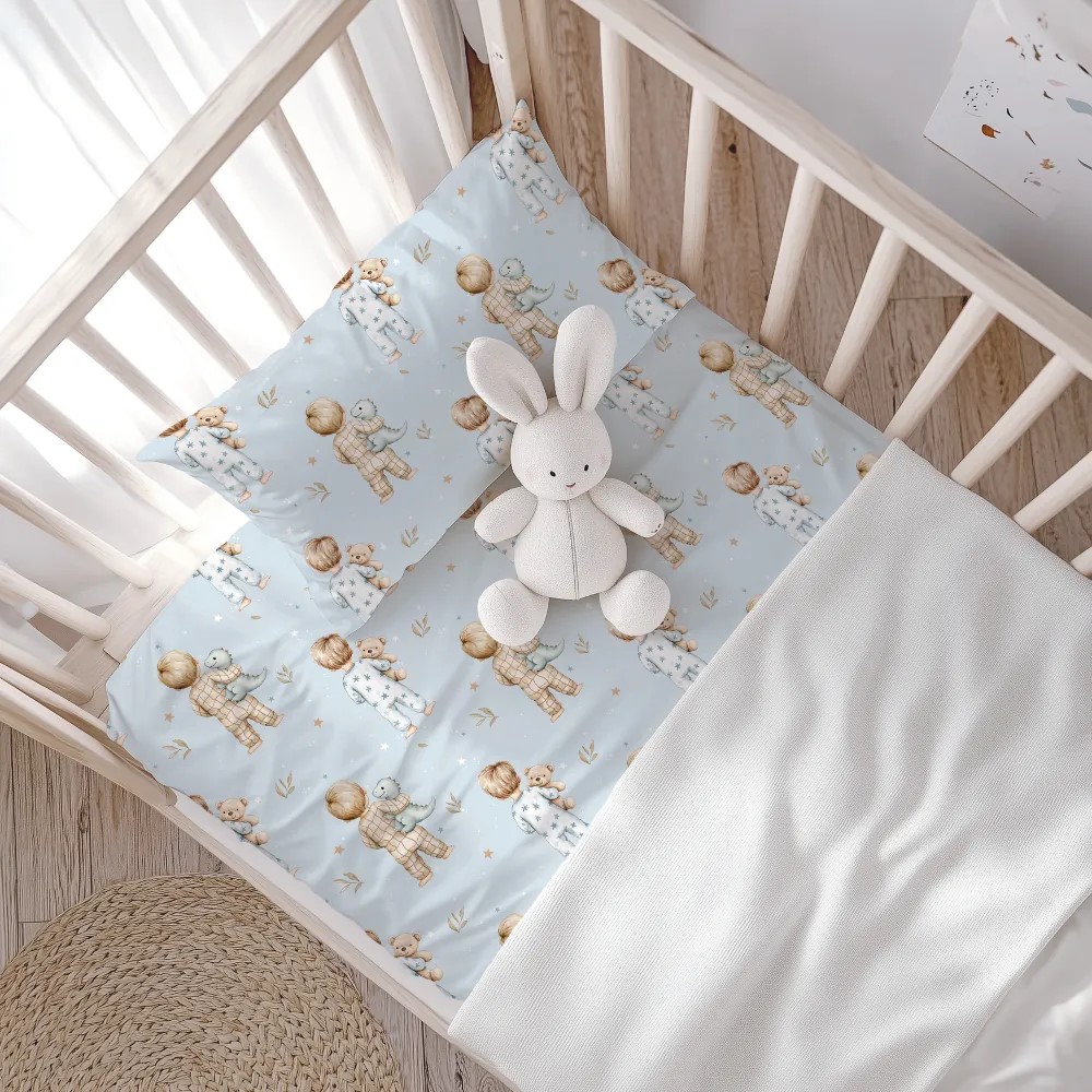 Σεντόνια Βρεφικά Σετ 120x160cm Borea Goodnight Σιέλ Βαμβακερά