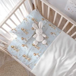 Σεντόνια Βρεφικά Σετ 120x160cm Borea Goodnight Σιέλ Βαμβακερά