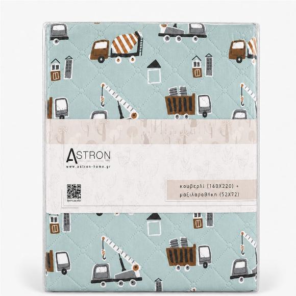 Κουβερλί Παιδικό Μονό Σετ 160x220cm Trucks Microfiber