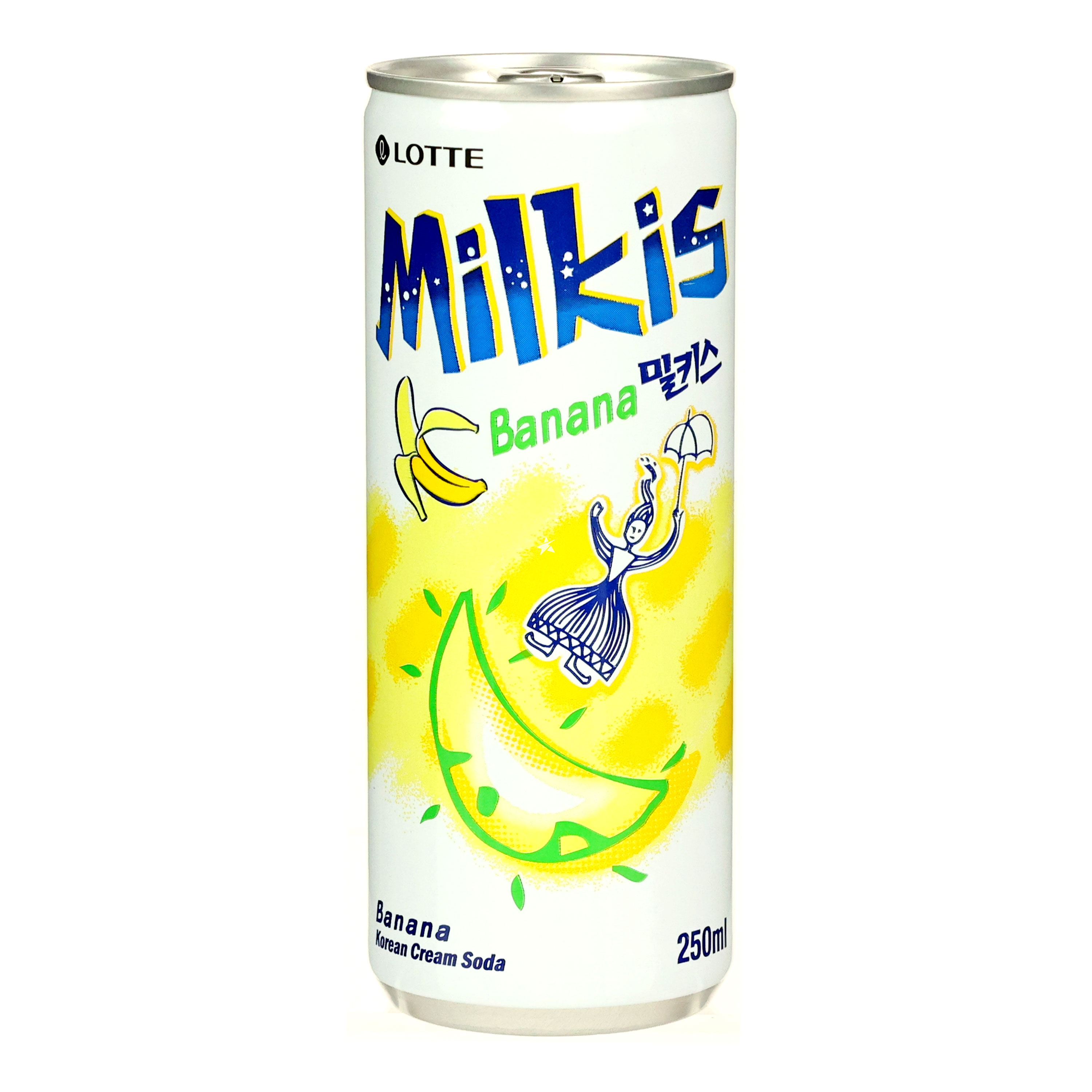 Milkis Korean Banana & Yoghurt Flavoured Carbonated Soft Drink 250ml LOTTE