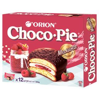 Κορεάτικα Αφράτα Κοκάκια Choco Pie με Γέμιση Σμέουρο και Κρέμα 360g (12x30g) ORION