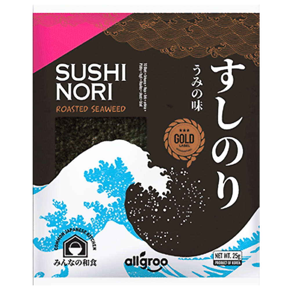 Ψημένα Φύλλα Φυκιών - Φύλλα Νόρι - Sushi Nori Gold 25g (10 sheets) ALLGROO