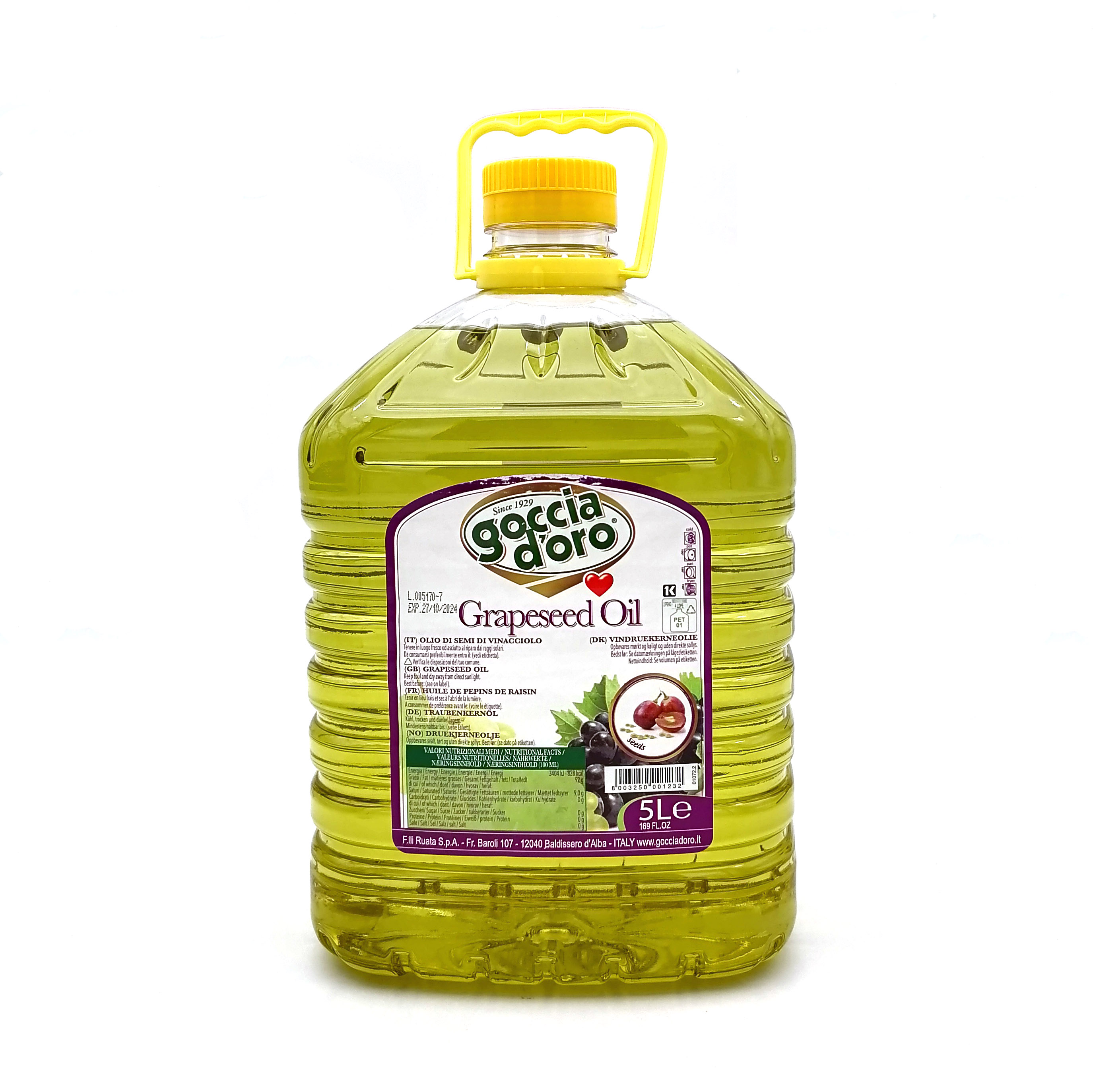Grape Seed Oil 5lt GOCCIA D'ORO
