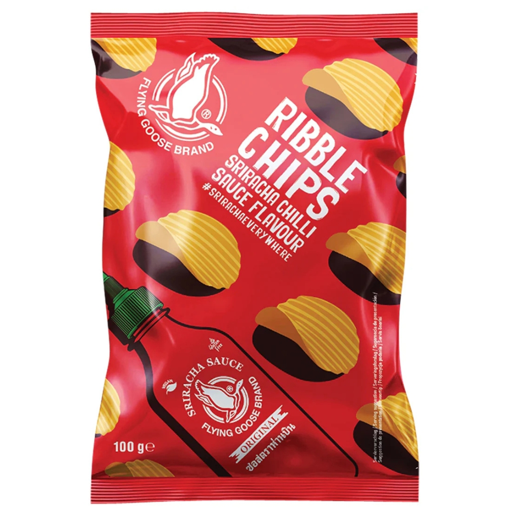 Sriracha Flavoured Ribble Chips 100g FLYING GOOSE