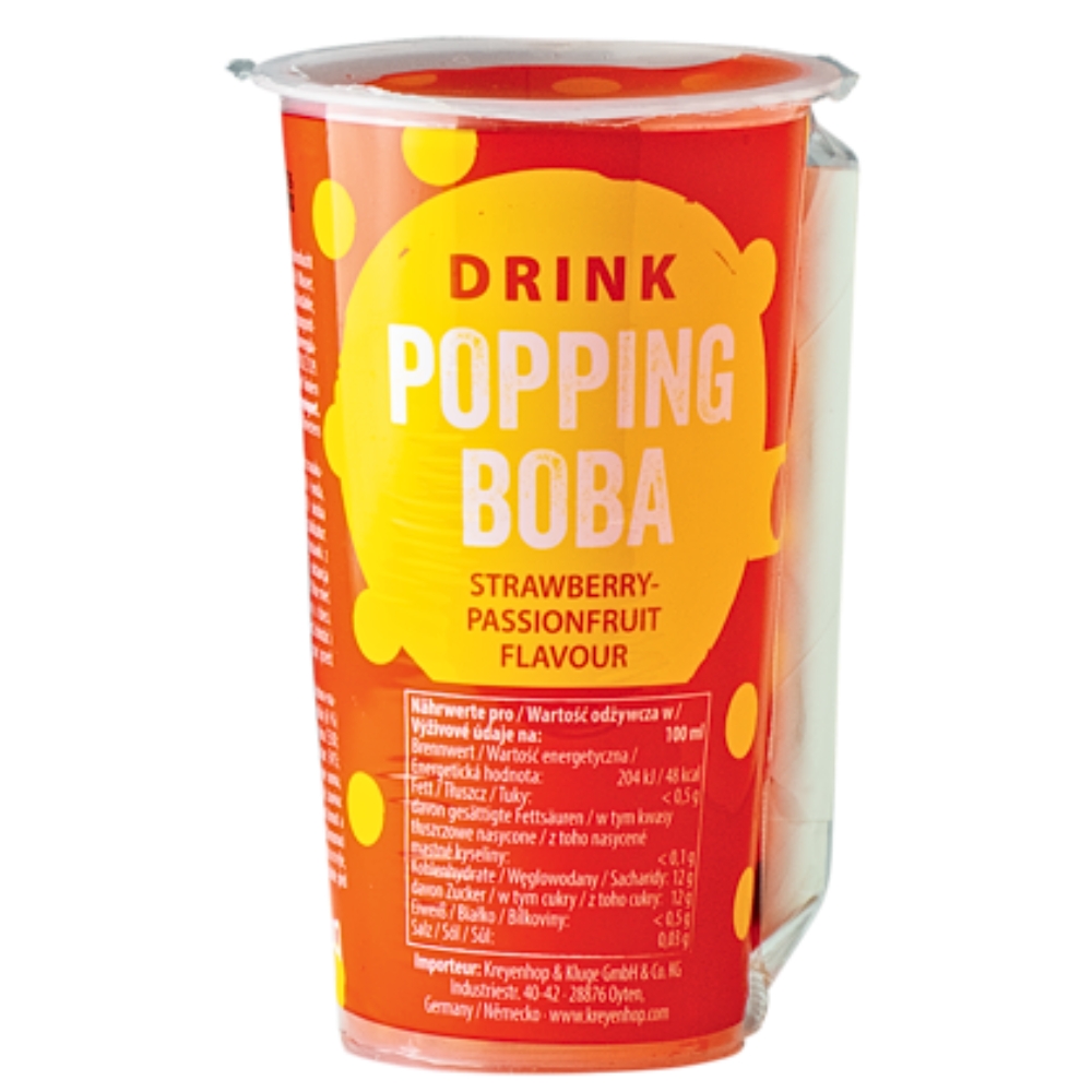 Popping Boba Αναψυκτικό με Γεύση Φράουλα & Φρούτα του Πάθους 425ml OBOBA