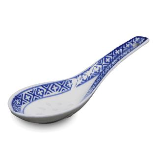 Soup Spoon Traditional Blue & White Porcelain Rice Pattern 14cm