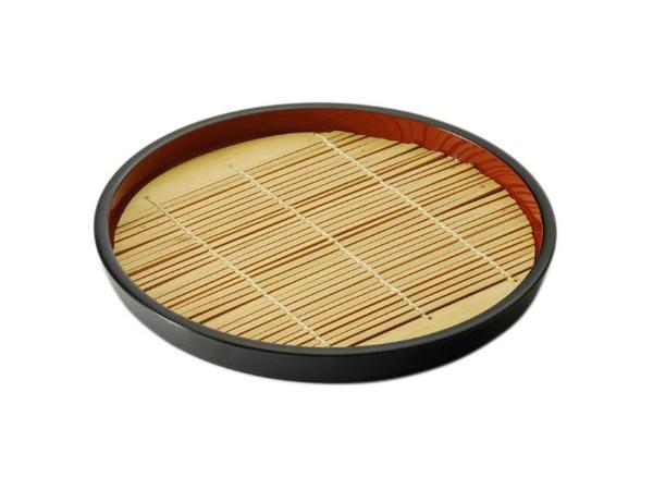Soba Tray Laquered 21cm With Bamboo Mat For Zaru Soba