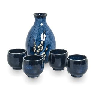 Hana Blue Sake Set Gift Box 5pcs EDO JAPAN