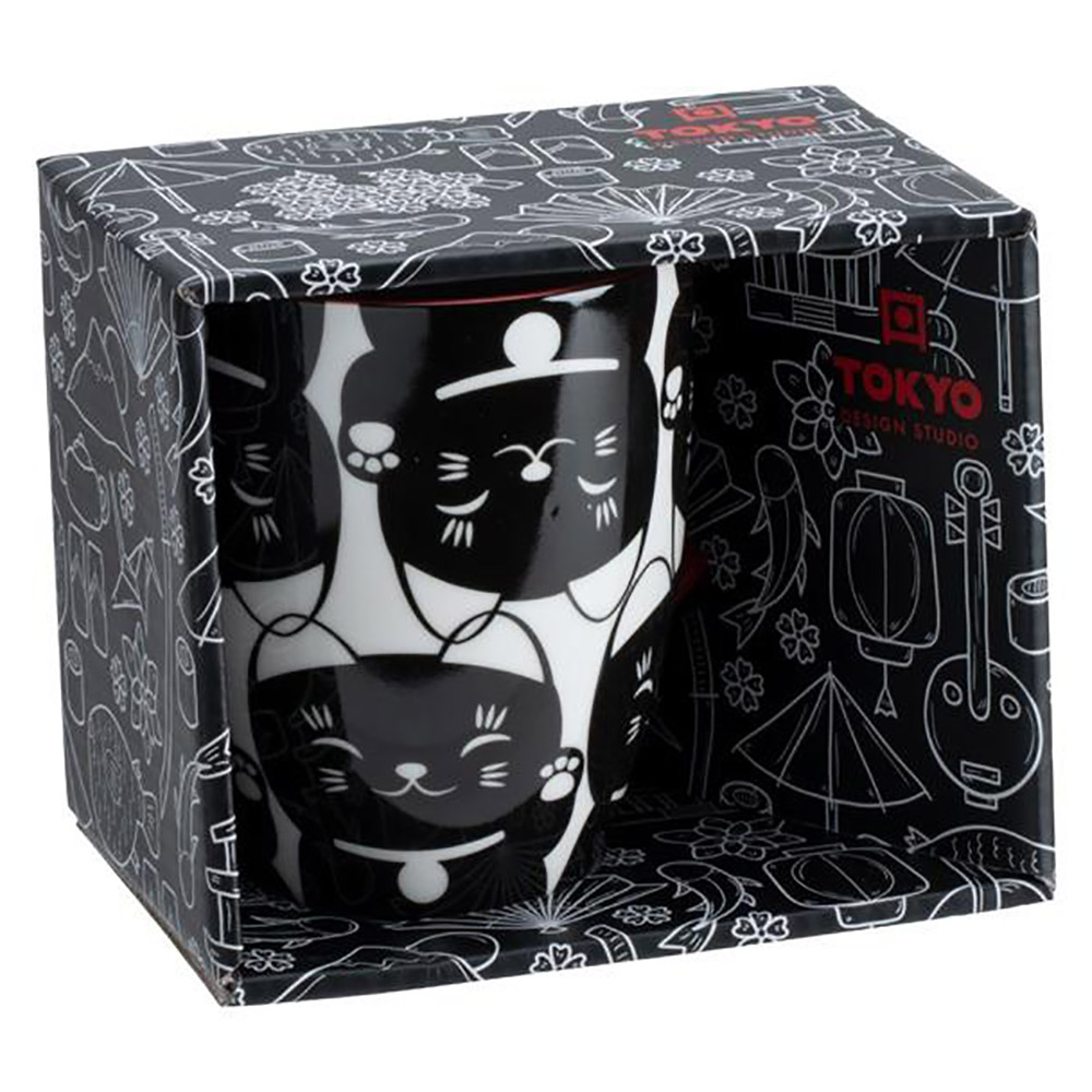 Black & White Lucky Cat Mug Giftbox TOKYO DESIGN STUDIO