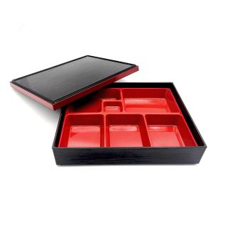 Πλαστικό Κουτί Φαγητού Bento Με Εσωτερικό Δίσκο Μελαμίνης 5 Θέσεων  32X25,5X6cm 1 Τεμάχιο