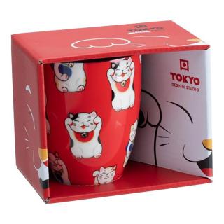 Κόκκινη Κούπα Τυχερή Γάτα σε Συσκευασία Δώρου TOKYO DESIGN STUDIO