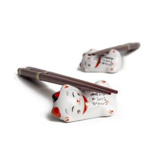 Brown Chopsticks with Cushions Cat Design Set of 4