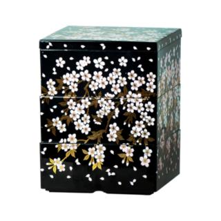 Κουτί Μπέντο 3 τεμ. με Σχέδιο Ανθών Κερασιάς 12,5 cm x 12,5 cm x 16 cm ύψος JADE TEMPLE