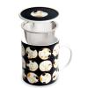 Tea Mug with Filter and Lid Perched Cat Design  9,5x11cm 300ml