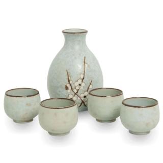Hana Light Green Sake Set Gift Box 5pcs EDO JAPAN