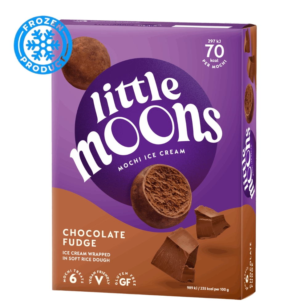 Μότσι με Γέμιση Παγωτό Σοκολάτα Fudge Vegan Gluten Free - 6 Mochi 180g LITTLE MOONS