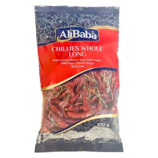 Καυτερές Πιπεριές Αποξηραμένες Ολόκληρες Μακριές 100g ALIBABA