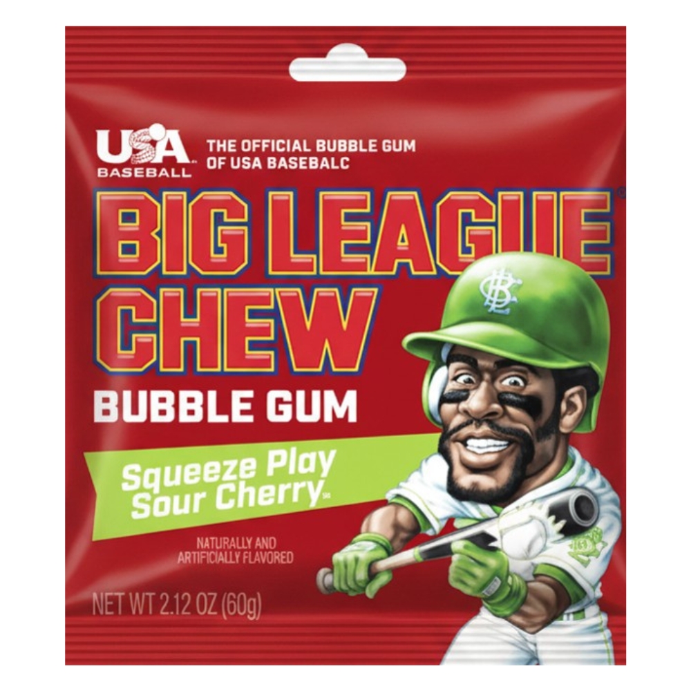 Sour Cherry Bubble Gum 60g BIG LEAGUE