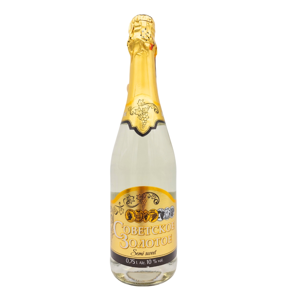 Sparkling Semi-Sweet Cider 10% - Советское шампанское белое полусладкое -  750ml SOVIETSKOE