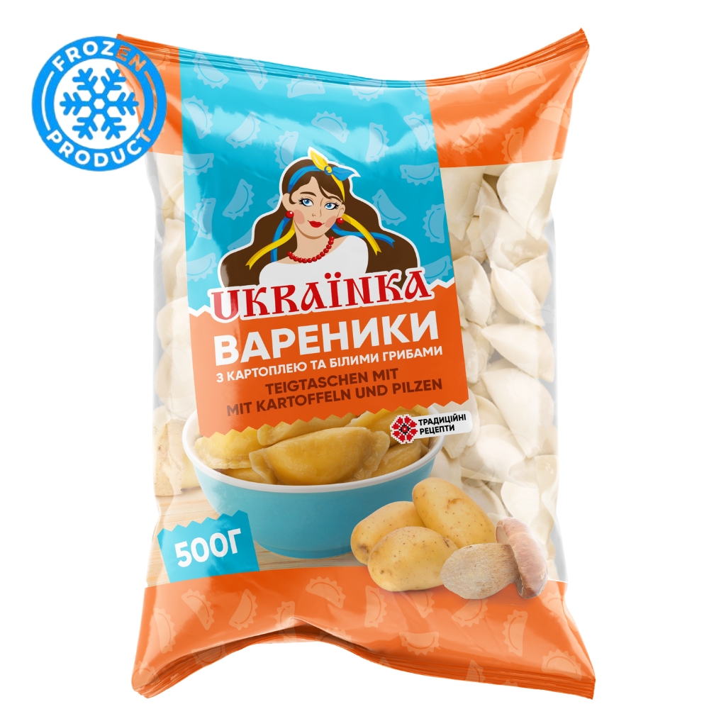 Βαρένικι με Πατάτες & Βασιλομανίταρα Κατεψυγμένα - Вареники с картошкой и белыми грибами 500g UKRAINKA