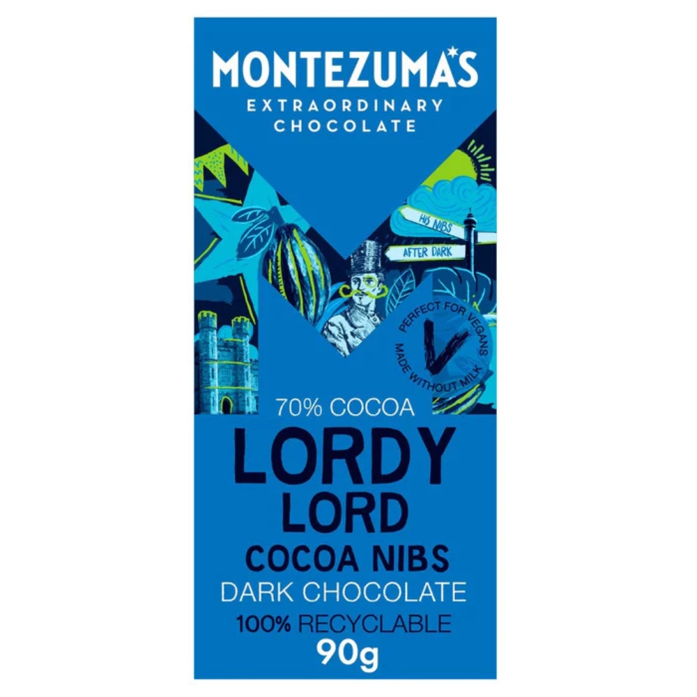 Lordy Lord Cocoa Nibs Σοκολάτα 70% Κακάο 90g MONTEZUMA'S