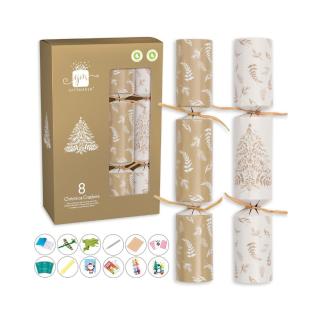 Χριστουγεννιάτικα Δώρα Έκπληξη Cream & Golden Christmas Crackers 12'' 8 PK GIFTMAKER