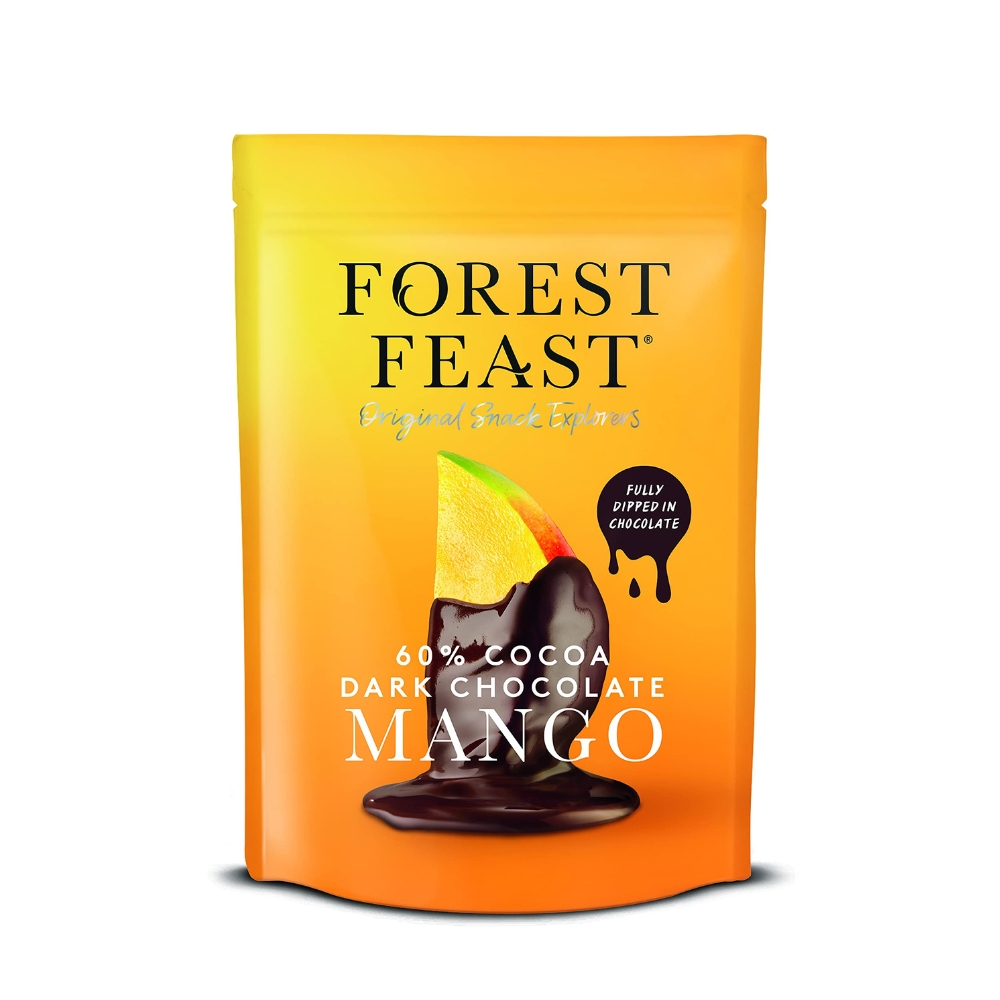60% Cocoa Dark Chocolate Coated Mango 100g FOREST FEAST