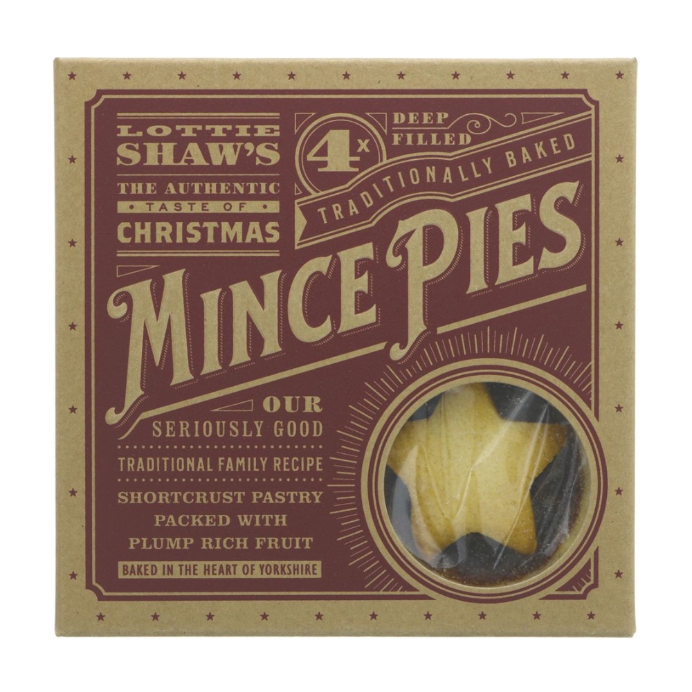 Χριστουγεννιάτικο Βρετανικό Γλύκισμα Mince Pies 280g (4 τεμ) LOTTIE SHAWS
