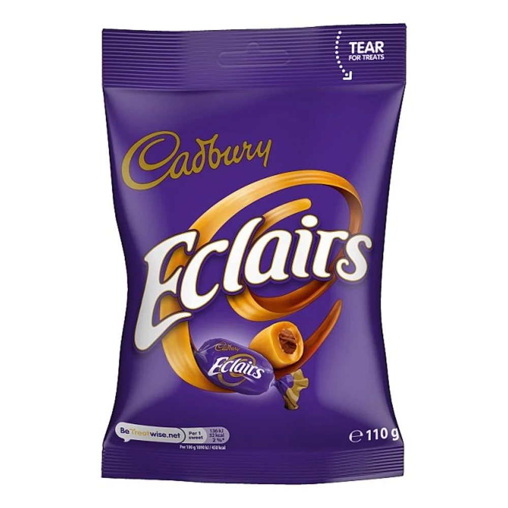 Eclairs Μαλακές Καραμέλες με γέμιση Σοκολάτα Γάλακτος 110g CADBURY