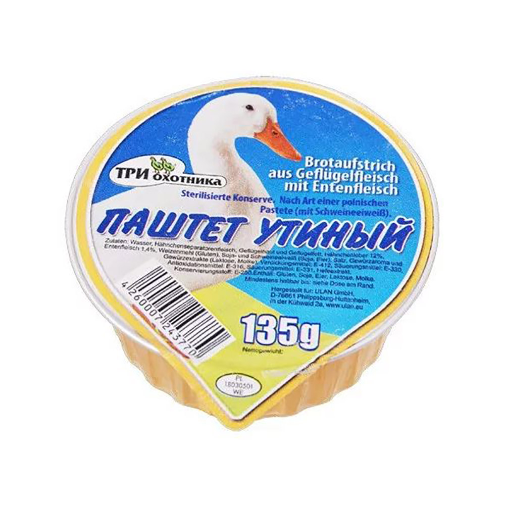 Duck And Other Poultry Pate (паштет) 130g три охотника