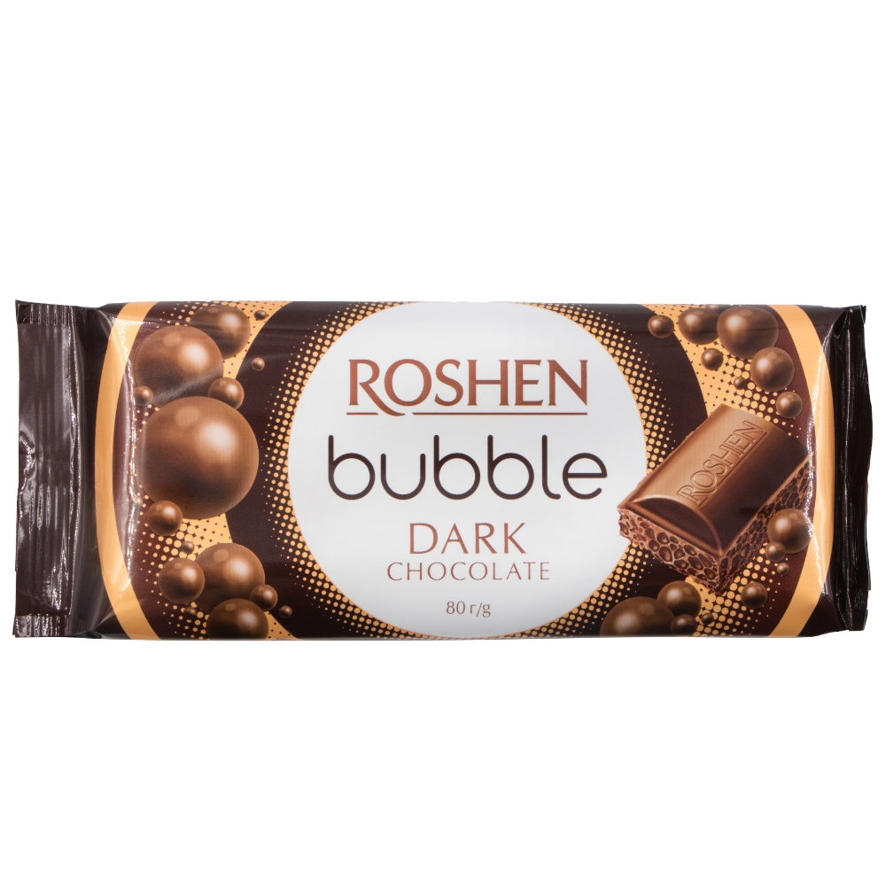 Dark Chocolate Bubbles  - Шоколадная плитка пористый 80g ROSHEN