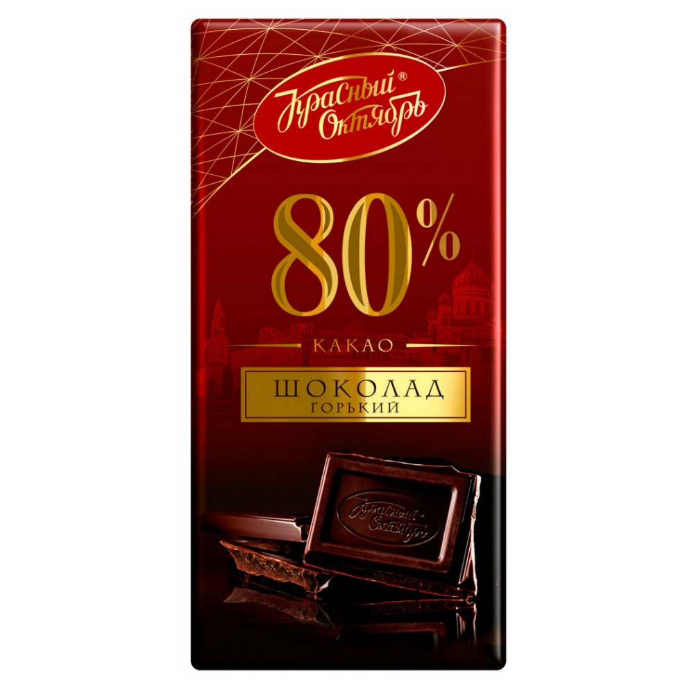 Chocolate 80% - Шок. плитка "Красный Октябрь" горьк 80% 75g KRASNY OKTYABR